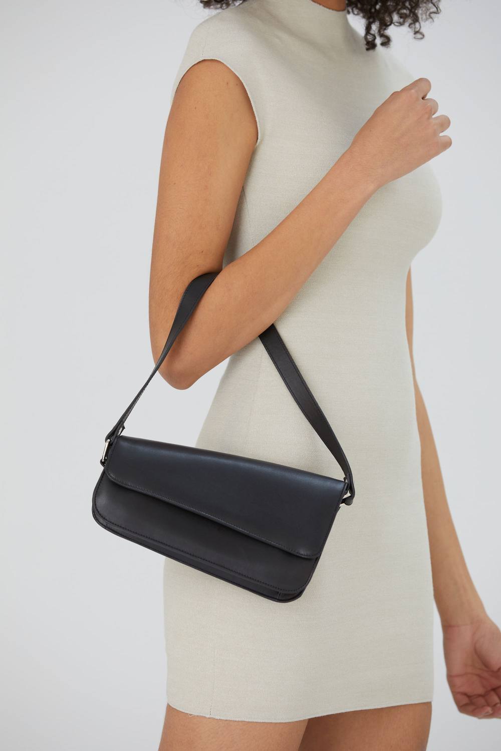 Belissh Women's Asymmetric Vegan Leather Shoulder Bag in Black