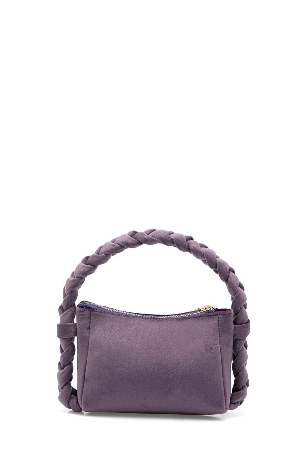 Belissh Women's Braided Handle Velvet Shoulder Bag in Lilac