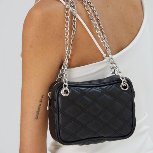 Belissh Women's Diamond Quilted Camera Bag in Black