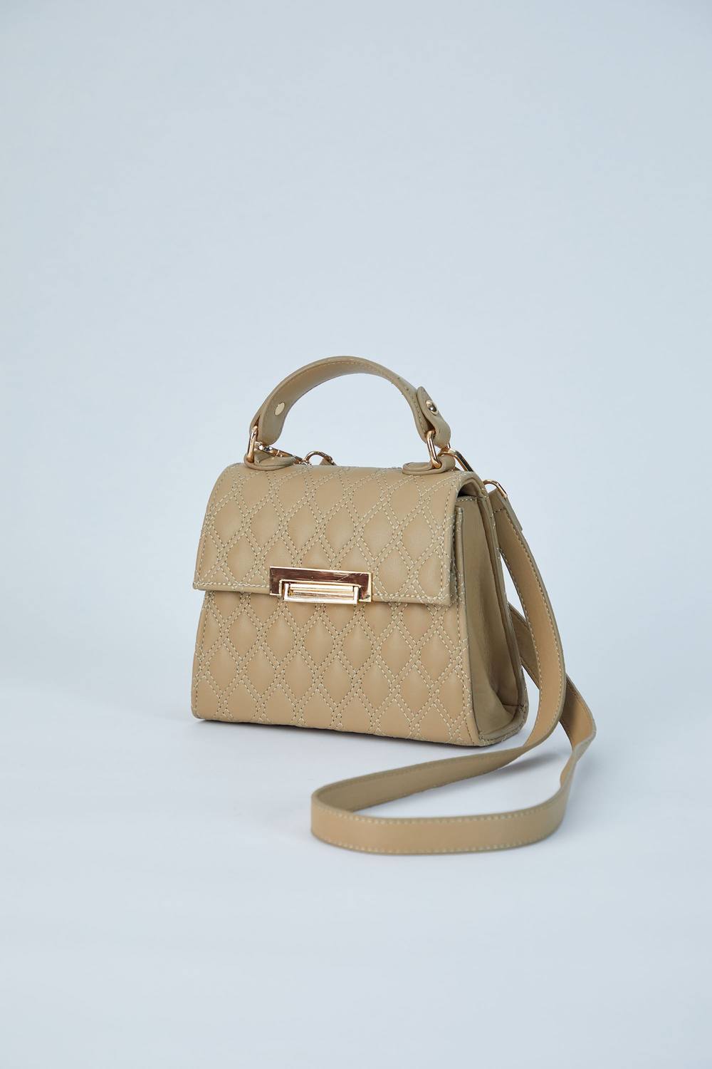 Belissh Women's Plant Based Leather Top Handle Crossbody Bag in Beige