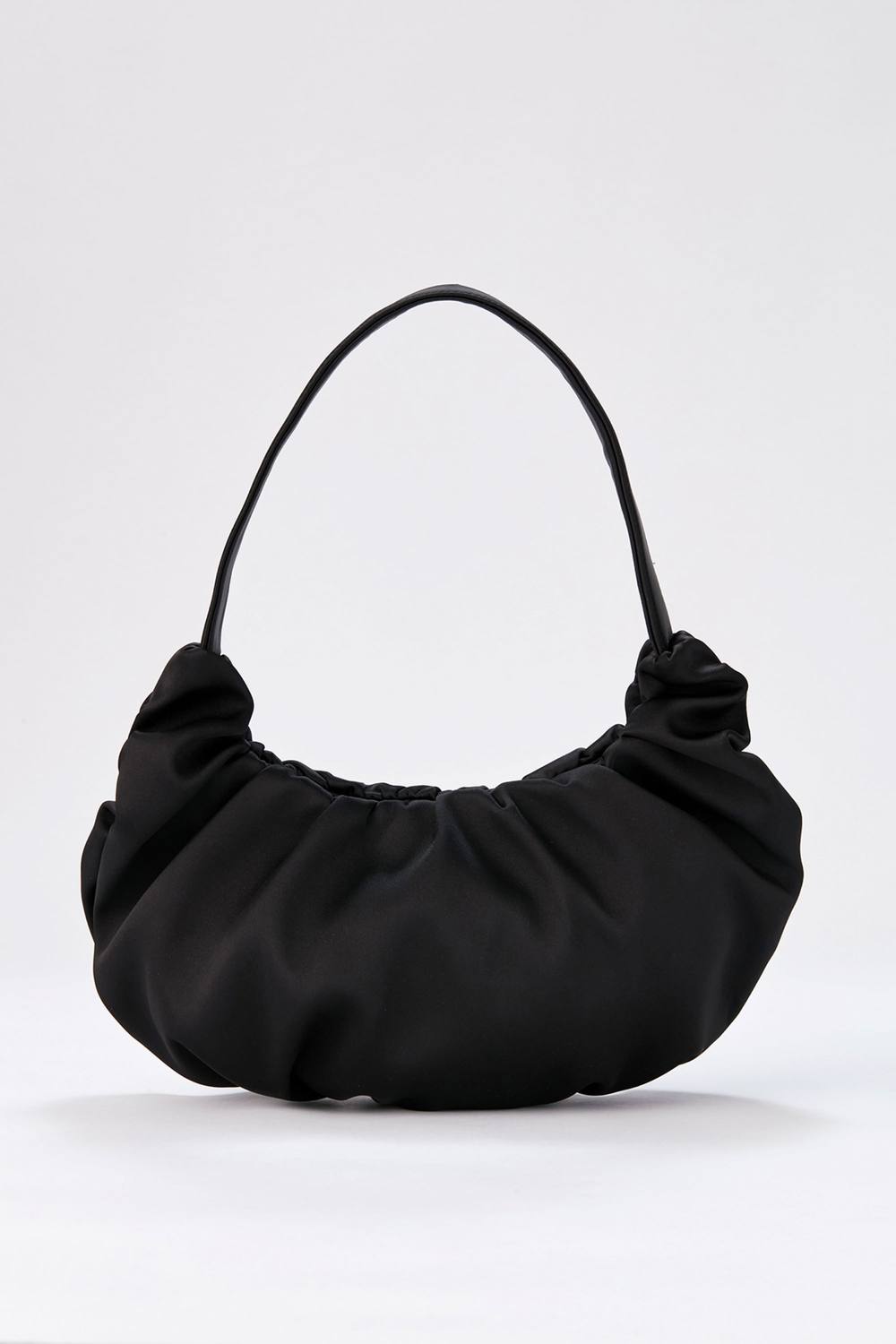 Belissh Women's Pleated Satin Shoulder Bag in Black