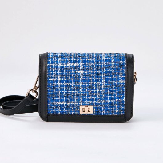 Belissh Women's Tweed Crossbody Bag in Blue
