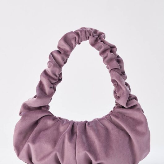 Belissh Women's Velvet Croissant Hand Bag in Lilac