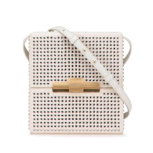Bottega Veneta Women's Preloved The Pouch Crystal Embellished Canvas Crossbody in Brown