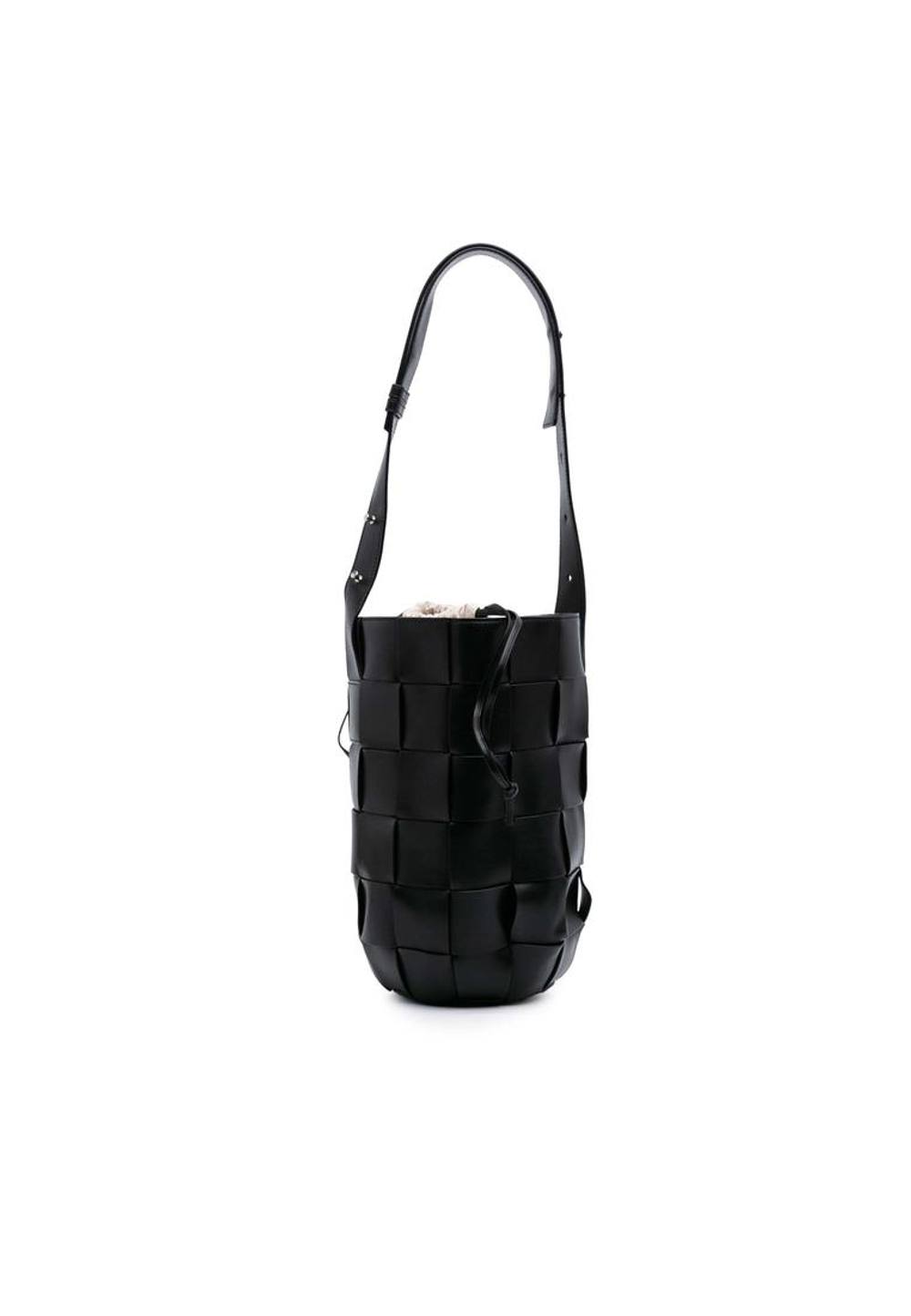 Bottega Veneta Women's Preloved Woven Leather Bucket Bag in Black