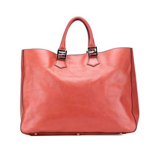 Fendi Women's Preloved Leather Carryall Tote Bag Satchel in Orange
