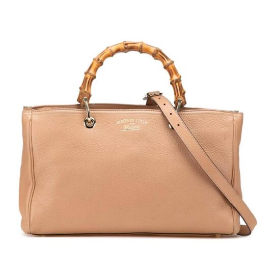 Gucci Women's Preloved Bamboo Shopper Tote Bamboo Handle Satchel Bag in Brown