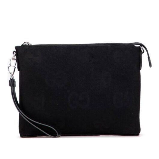 Gucci Women's Preloved Canvas Zip Pouch Crossbody Bags in Black