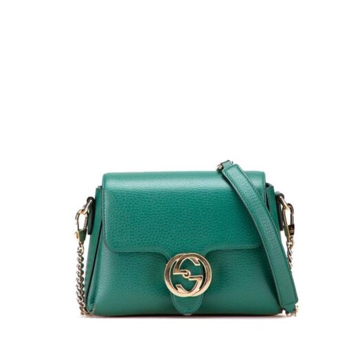 Gucci Women's Preloved Leather Shoulder Bag Crossbody Bags in Green