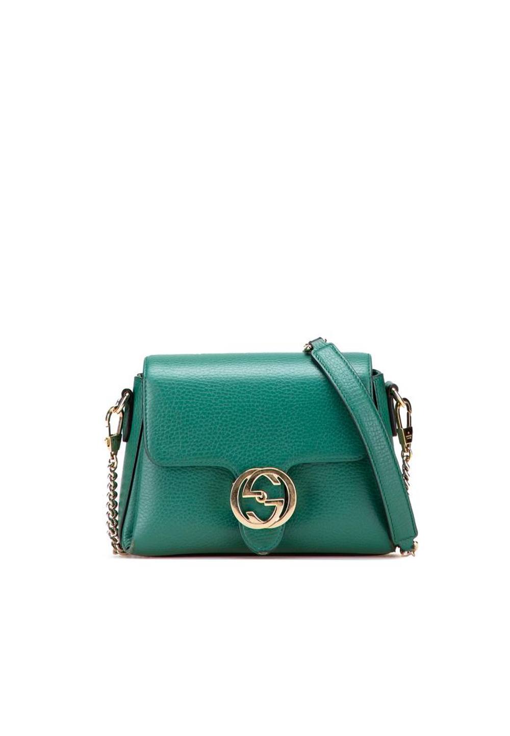 Gucci Women's Preloved Leather Shoulder Bag Crossbody Bags in Green