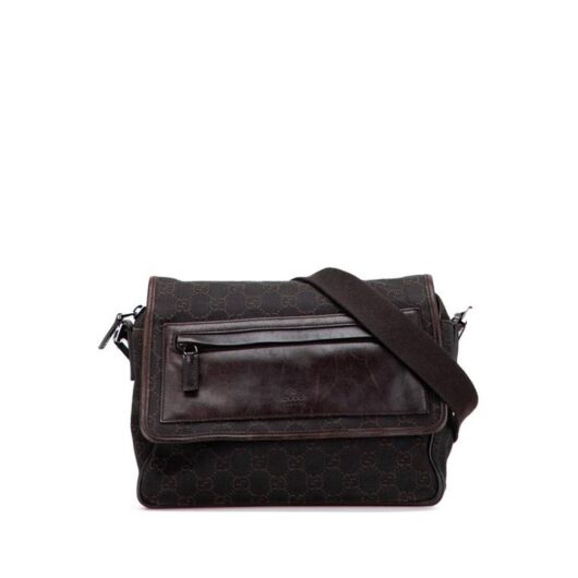 Gucci Women's Preloved Patterned Messenger Bag Crossbody Bags in Brown