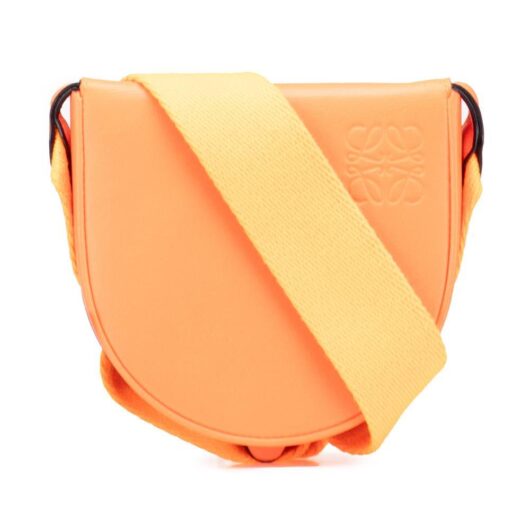 LOEWE Women's Preloved Crossbody Saddle Bag with Adjustable Shoulder Strap in Orange