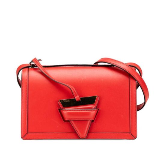 LOEWE Women's Preloved Leather Shoulder Bag Crossbody Bags in Red