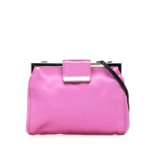 Miu Miu Women's Preloved Elegant Evening Bag with Metallic Hardware and Shoulder Strap in Pink