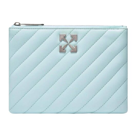 Off-White Women's Jackhammer Flat Pouch Leather Blue Bag