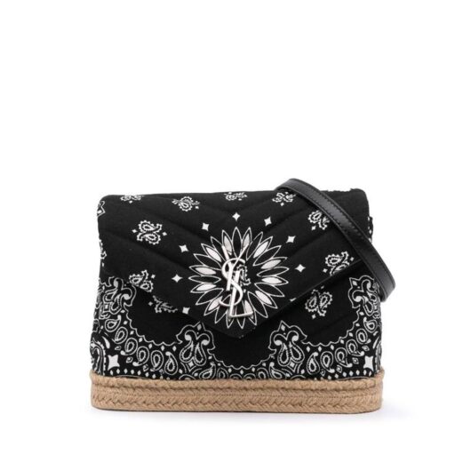 Saint Laurent Women's Preloved Bandana Print Quilted Crossbody Bag in Black