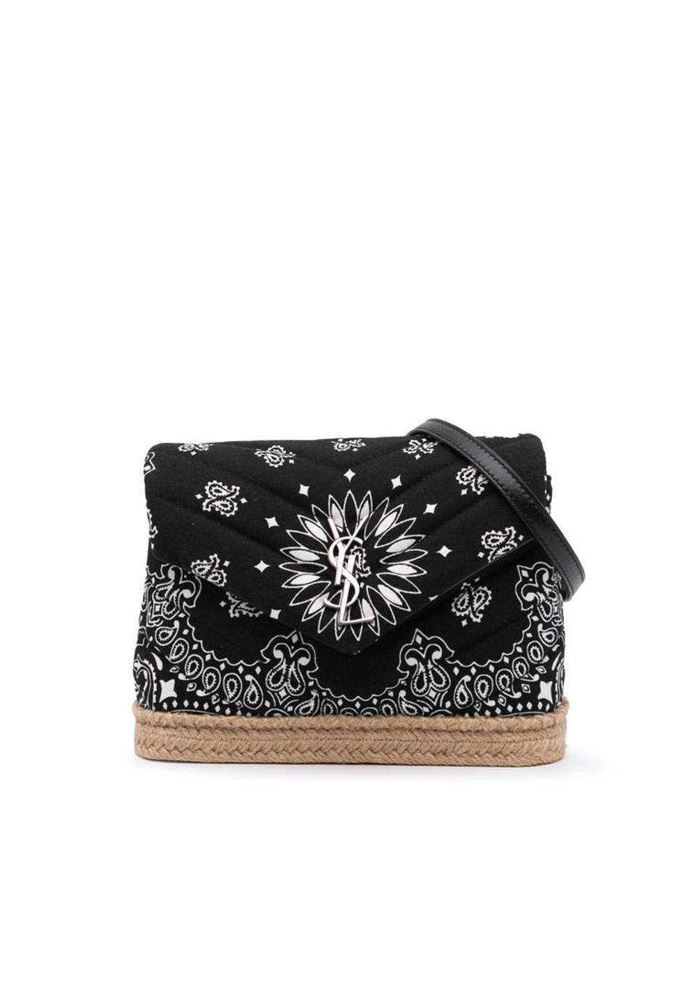 Saint Laurent Women's Preloved Bandana Print Quilted Crossbody Bag in Black