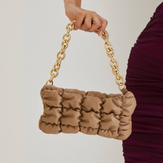 Belissh Women's 3d Quilted Shoulder Bag in Beige
