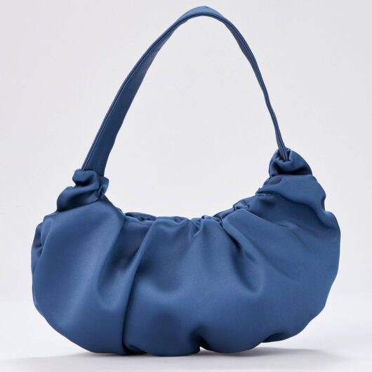 Belissh Women's Pleated Satin Shoulder Bag in Blue