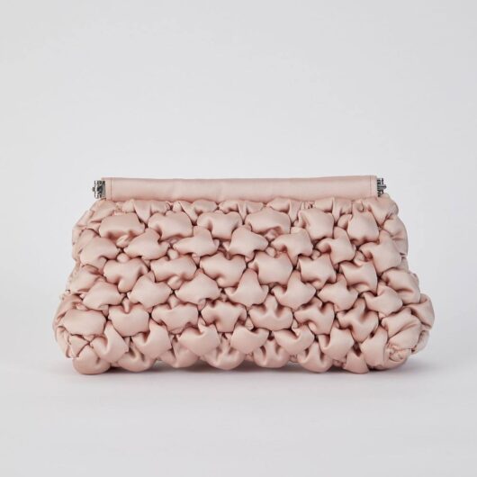 Belissh Women's Puffy Quilted Satin Clucth Crossbody Bag in Beige