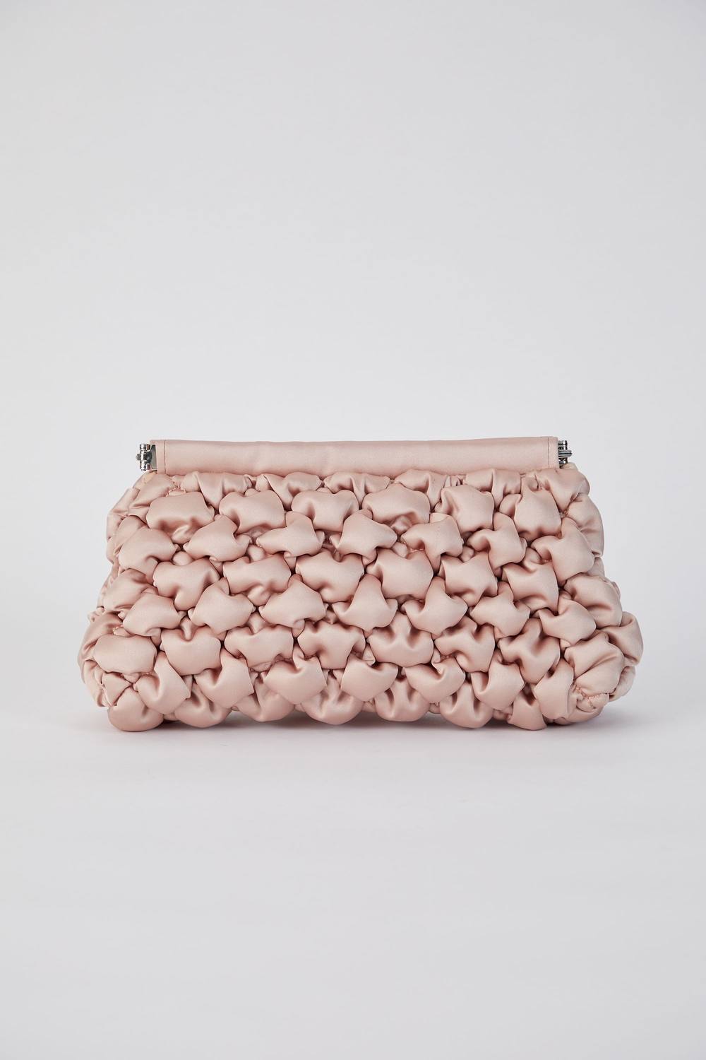 Belissh Women's Puffy Quilted Satin Clucth Crossbody Bag in Beige