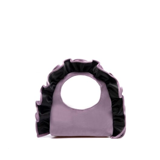 Belissh Women's Ruffle Handle Velvet Shoulder Bag in Lilac