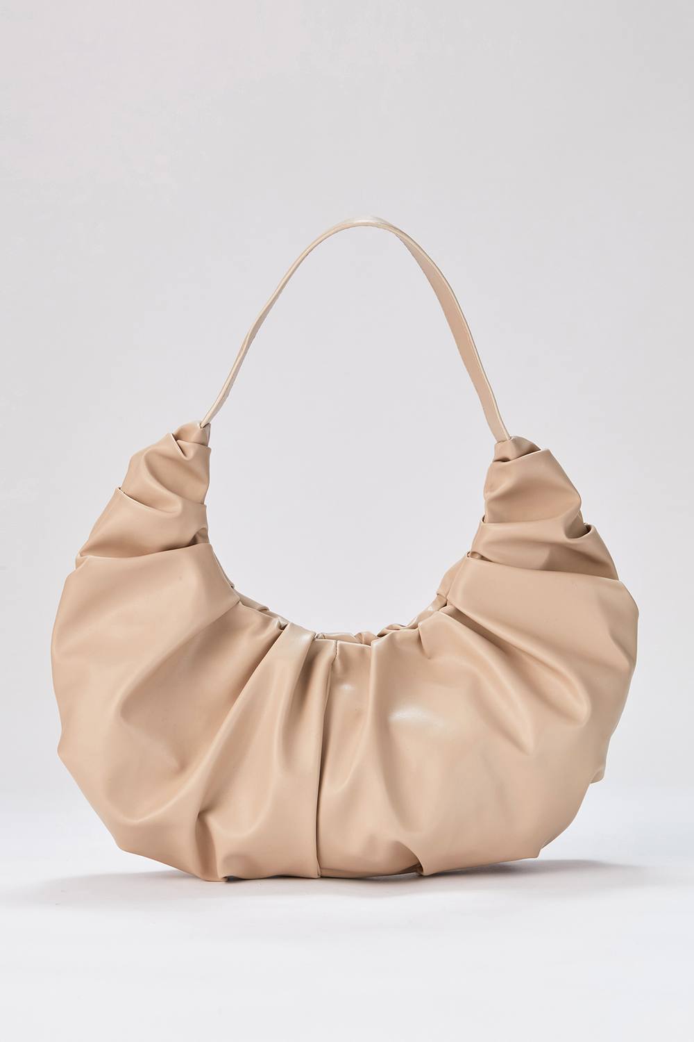Belissh Women's Vegan Leather Gathering Detail Shoulder Bag in Nude