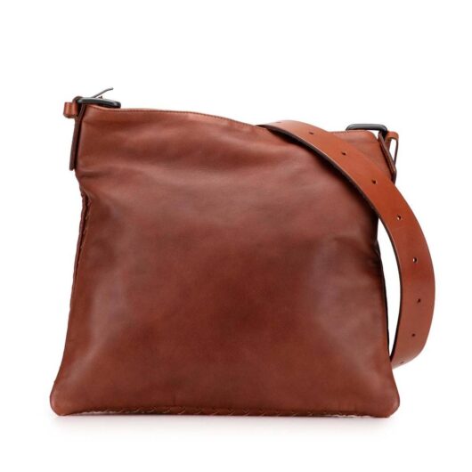 Bottega Veneta Women's Preloved Intrecciato Trimmed Nappa Crossbody Bags in Brown