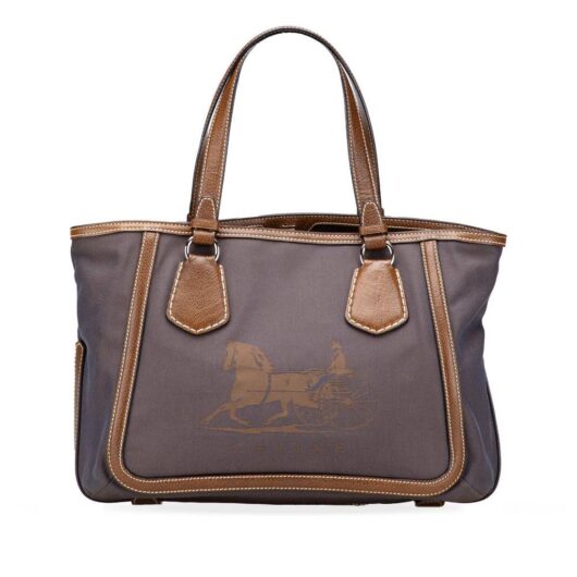 Celine Women's Preloved Canvas Carriage Tote Bags in Brown