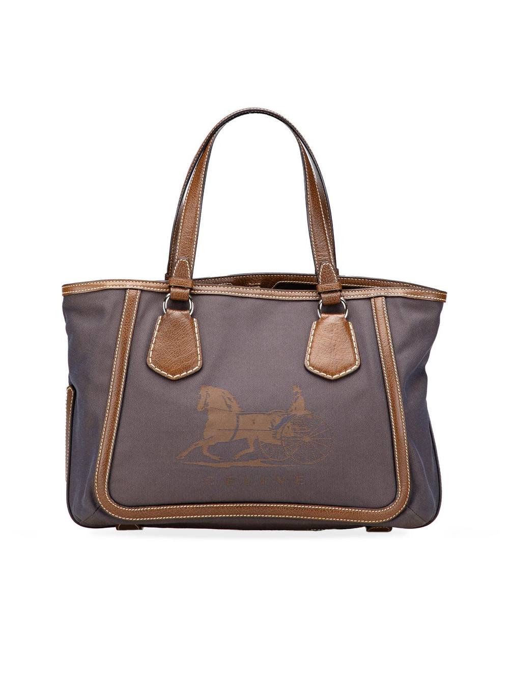 Celine Women's Preloved Canvas Carriage Tote Bags in Brown