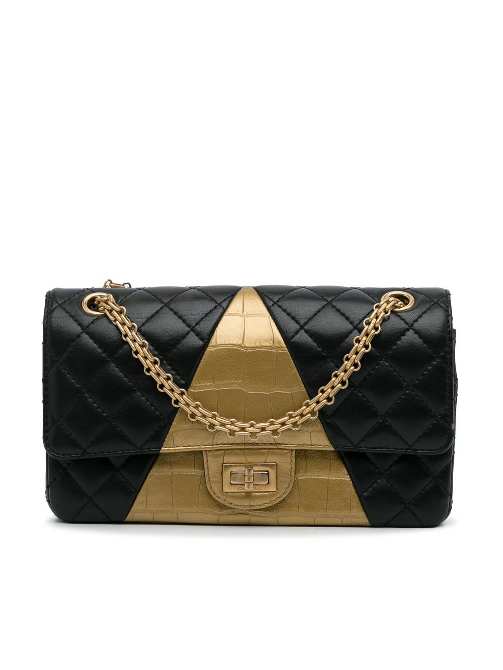 Chanel Women's Preloved 19 Two-Tone Quilted Bag Shoulder Bag in Black