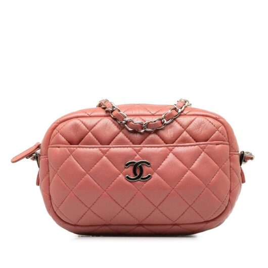 Chanel Women's Preloved Camera Case Quilted Crossbody Bags in Pink