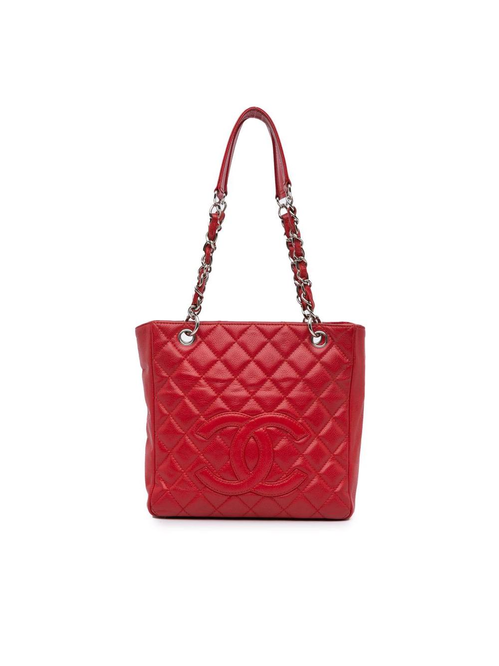 Chanel Women's Preloved Classic Flap Quilted Tote Red Leather Tote Bags