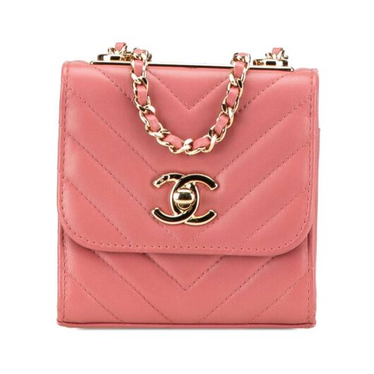 Chanel Women's Preloved Mini Quilted Chain Bag Crossbody Bags in Pink
