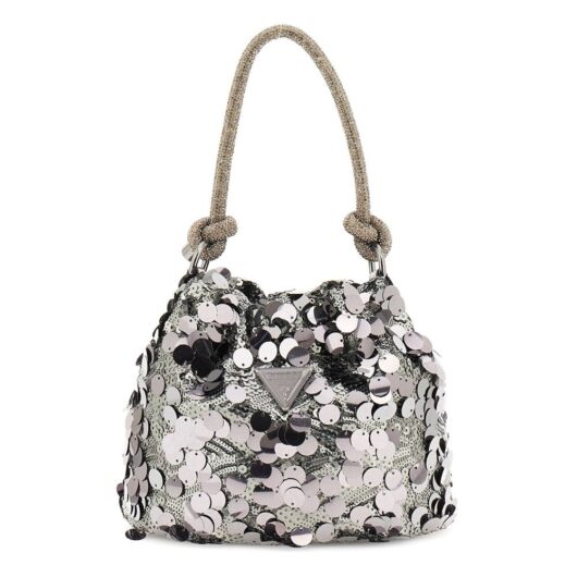 Debenhams Women's Holiday Shine Top Handle Pouch Silver/ Pewter in Silver