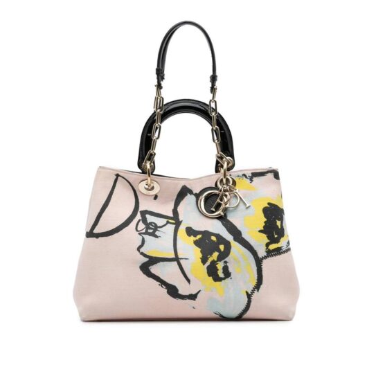 Dior Women's Preloved Limited Edition Medium Canvas Floral Printed issimo Satchel Bag in Pink