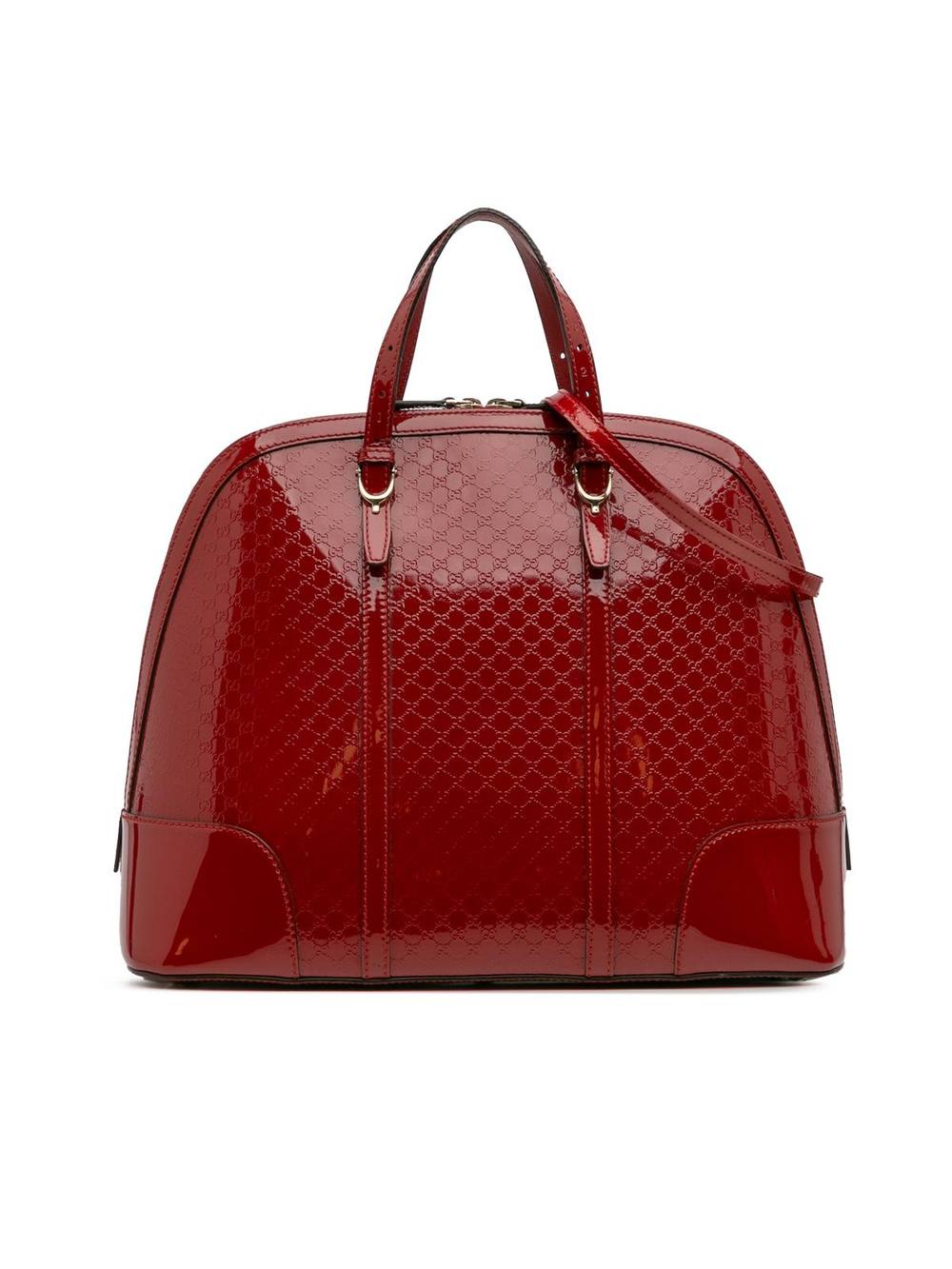 Gucci Women's Preloved Large Microssima Patent Nice Dome Top Handle Bag in Red