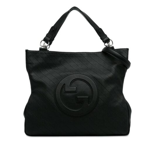 Gucci Women's Preloved Leather Tote Bag with Top Handles Satchel in Black