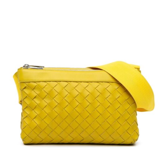 Bottega Veneta Women's Preloved Nappa Intrecciato Duo Crossbody Bag in Yellow