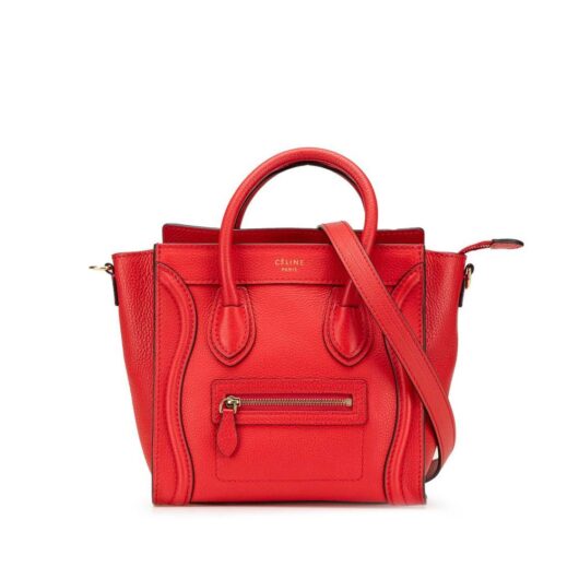 Celine Women's Preloved Nano Luggage Tote Bag in Red