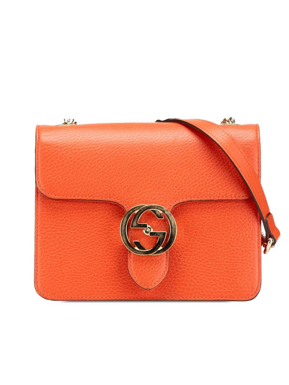 Gucci Women's Preloved Small Dollar Calfskin Interlocking G Crossbody Bag in Orange
