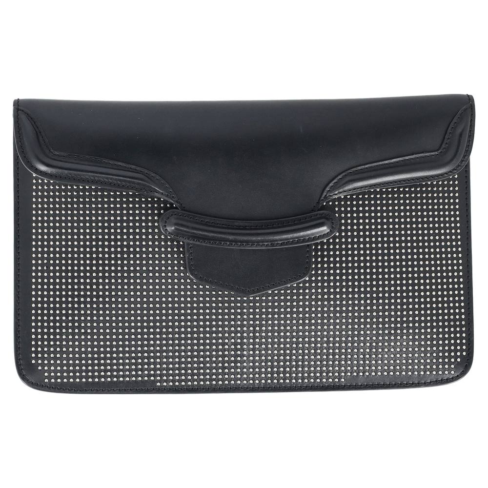 Alexander McQueen Women's Preloved Studded Heroine Flat Pouch in Black Leather