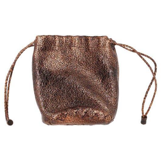 Bottega Veneta Women's Preloved Drawstring Pouch in Bronze Cervo Leather