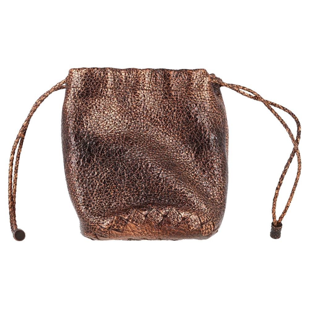 Bottega Veneta Women's Preloved Drawstring Pouch in Bronze Cervo Leather