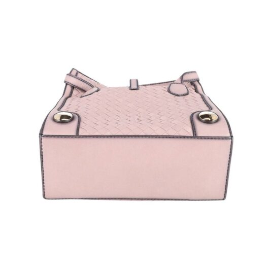 Bottega Veneta Women's Preloved Monaco Double-Handle Woven Tote Bag in Pink Calfskin Leather in Light Brown