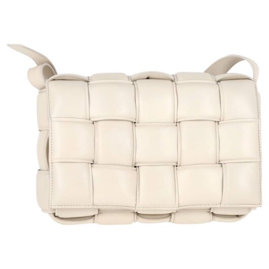 Bottega Veneta Women's Preloved Padded Cassette Bag in White Lambskin Leather in Ecru