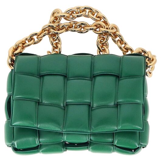 Bottega Veneta Women's Preloved Padded Cassette Shoulder Bag in Green Leather
