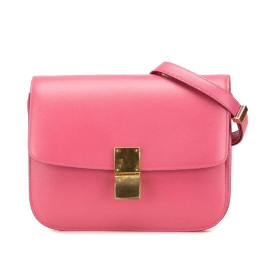 Celine Women's Preloved Medium Calfskin Classic Box Bag in Pink