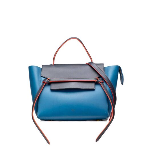 Celine Women's Preloved Mini Tricolor Smooth Calfskin Belt Bag in Blue