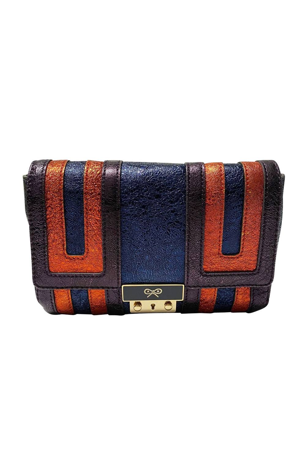 Anya Hindmarch Women's Preloved Ebenezer Shoulder Bag Blue Metallic Leather